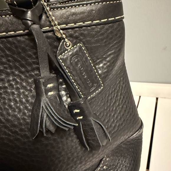 COACH Vintage “k043-5055 Soft Black PEBBLED Leather HAMPTON Satchel Handbag EUC - Picture 3 of 10